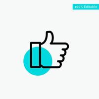 Hand Like Vote Love turquoise highlight circle point Vector icon