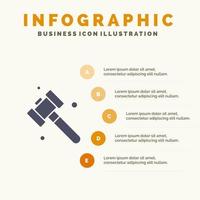 Construction Hammer Tool Solid Icon Infographics 5 Steps Presentation Background vector