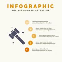 construcción martillo herramienta sólido icono infografía 5 pasos presentación antecedentes vector