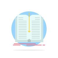 icono de color plano de fondo de círculo abstracto de libro de transferencia de archivos de aplicación vector