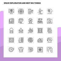 conjunto de exploración espacial y próximas grandes cosas conjunto de iconos de línea 25 iconos diseño de estilo minimalista vectorial conjunto de iconos negros paquete de pictogramas lineales vector