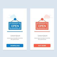 Open Shop Board  Blue and Red Download and Buy Now web Widget Card Template vector