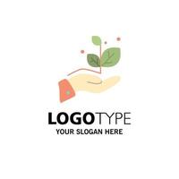 Growth Grow Hand Success Business Logo Template Flat Color vector