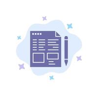 File Text Pencil Education Blue Icon on Abstract Cloud Background vector
