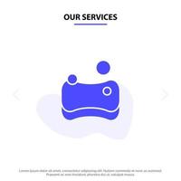 Our Services Cleaning Hygienic Sponge Solid Glyph Icon Web card Template vector