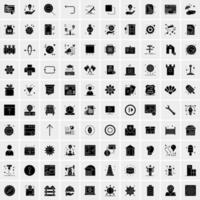 conjunto de 100 iconos de glifos sólidos de negocios vector