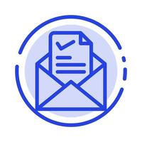 Mail Email Job Tick Good Blue Dotted Line Line Icon vector