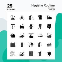 25 Hygiene Routine Icon Set 100 Editable EPS 10 Files Business Logo Concept Ideas Solid Glyph icon design vector