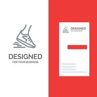 Fast Leg Run Runner Running Grey Logo Design and Business Card Template vector