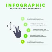 Finger Gesture Hold Solid Icon Infographics 5 Steps Presentation Background vector