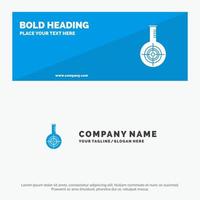 Chemical Flask Reaction Lab Target SOlid Icon Website Banner and Business Logo Template vector