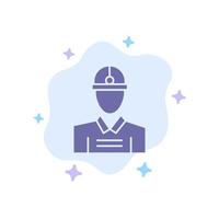 Construction Engineer Worker Work Blue Icon on Abstract Cloud Background vector