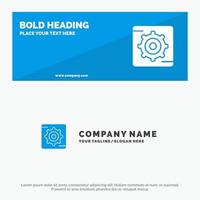 Gear Setting Box SOlid Icon Website Banner and Business Logo Template vector