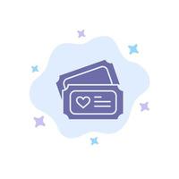 Ticket Love Heart Wedding Blue Icon on Abstract Cloud Background vector