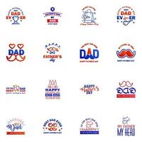 16 Blue and red Happy Fathers Day Design Collection A set of twelve brown colored vintage style Fathers Day Designs on light background Editable Vector Design Elements