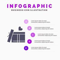 Gift box Heart Love Infographics Presentation Template 5 Steps Presentation vector