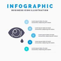 ojo caído ojo triste sólido icono infografía 5 pasos presentación antecedentes vector