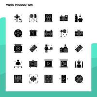 25 conjunto de iconos de producción de video plantilla de ilustración de vector de icono de glifo sólido para ideas web y móviles para empresa comercial