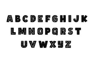 ABC doodle alphabet black and white. Anonymous paper cut out letters. vector