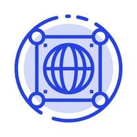 Globe Global World Science Blue Dotted Line Line Icon vector