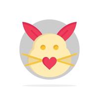 Rabbit Bunny Love Cute Easter Abstract Circle Background Flat color Icon vector