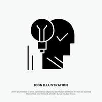 Creative Brain Idea Light bulb Mind Personal Power Success solid Glyph Icon vector