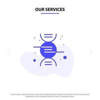 Our Services Dna Research Science Solid Glyph Icon Web card Template