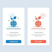 Growth Eco Friendly Globe  Blue and Red Download and Buy Now web Widget Card Template vector