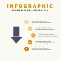 flecha hacia abajo flecha hacia abajo dirección icono sólido infografía 5 pasos presentación antecedentes vector