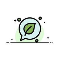 Chat Green Leaf Save  Business Flat Line Filled Icon Vector Banner Template