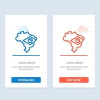 Map Flag Brazil  Blue and Red Download and Buy Now web Widget Card Template vector