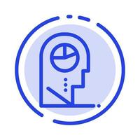 Human Profile Man Hat Blue Dotted Line Line Icon vector