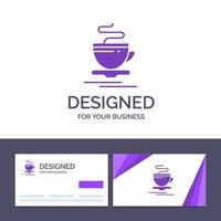 tarjeta de visita creativa y plantilla de logotipo taza de té hotel caliente ilustración vectorial