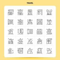 OutLine 25 Travel Icon set Vector Line Style Design Black Icons Set Linear pictogram pack Web and Mobile Business ideas design Vector Illustration