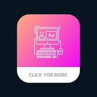 Computer Screen Software Editing Mobile App Button Android and IOS Line Version vector