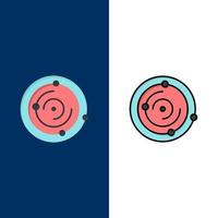 iconos de salud médica del universo espacial conjunto de iconos planos y rellenos de línea fondo azul vectorial vector