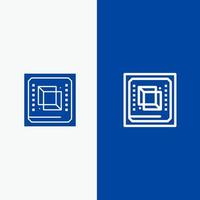 Chip Computer Cpu Hardware Processor Line and Glyph Solid icon Blue banner Line and Glyph Solid icon Blue banner vector