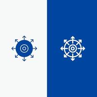 punto de destino lograr el éxito línea y glifo icono sólido bandera azul línea y glifo icono sólido bandera azul vector