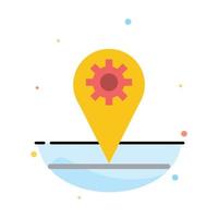 Business Location Map Gear Abstract Flat Color Icon Template vector