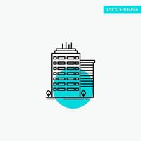 Building Skyscraper Office Top turquoise highlight circle point Vector icon