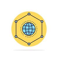 vector de icono de color plano de negocio de conexión de datos global de red