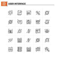 25 iconos de interfaz de usuario conjunto de antecedentes vectoriales vector