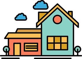 Home House Space Villa Farmhouse  Flat Color Icon Vector icon banner Template