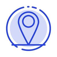 Global Location Pin World Blue Dotted Line Line Icon vector