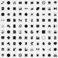 Set of 100 Business Solid Glyph icons vector