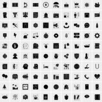 Set of 100 Business Solid Glyph icons vector