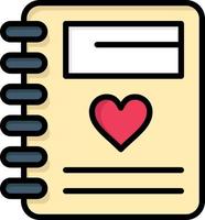 cuaderno amor corazón boda color plano icono vector icono banner plantilla