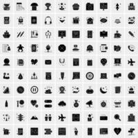 conjunto de 100 iconos de glifos sólidos de negocios vector