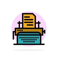 máquina de escribir escribir documento publicar círculo abstracto fondo color plano icono vector