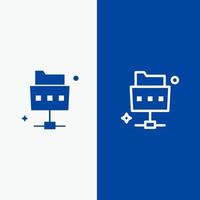 Network File Folder Line and Glyph Solid icon Blue banner Line and Glyph Solid icon Blue banner vector